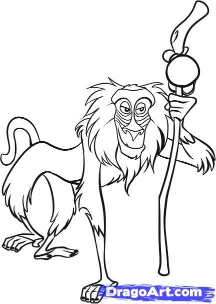 432x607 how to draw rafiki step how to draw disney characters - Rafiki Drawing