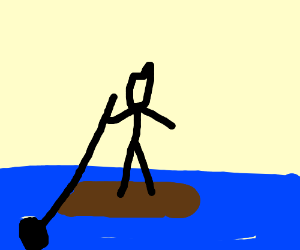 300x250 Stick Figure On A Raft Drawing - Raft Drawing