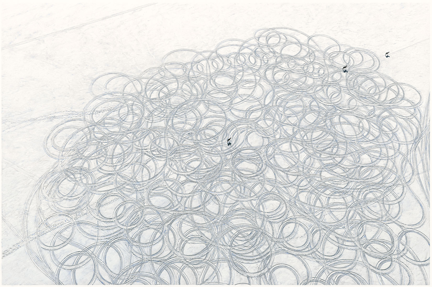 1806x1200 crossing, x drawing on photograph on rag paper - Rag Drawing