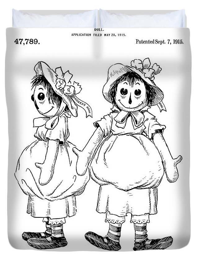 645x853 Raggedy Ann Patent Drawing Duvet Cover For Sale - Raggedy Ann Drawing