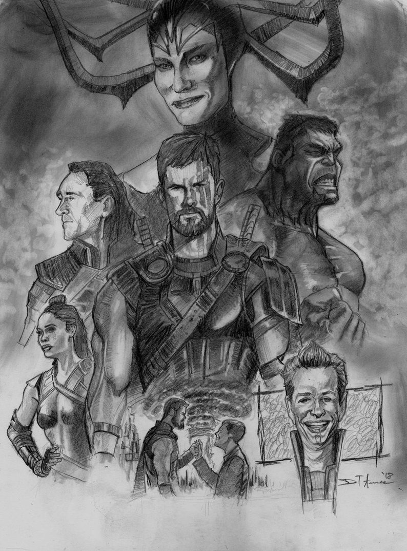 794x1073 thor ragnarok original pencil drawing etsy - Ragnarok Drawing