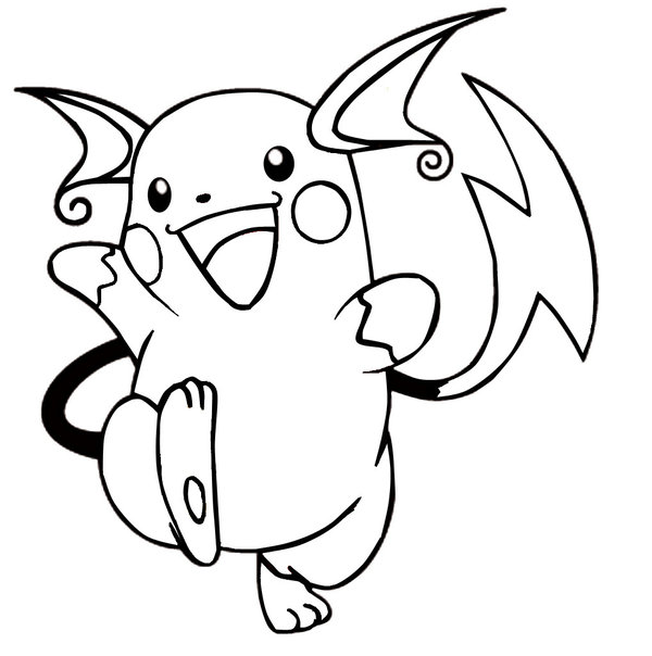 600x604 Pikachu Lineart Raichu For Free Download - Raichu Drawing