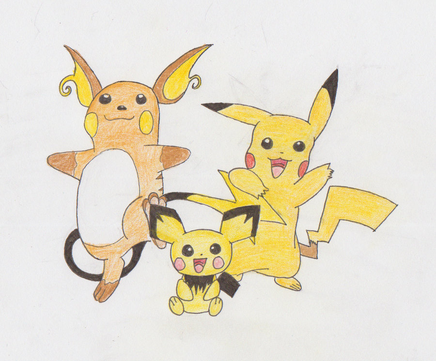 900x746 Group Of Pokemon Pikachu Raichu Drawing - Raichu Drawing