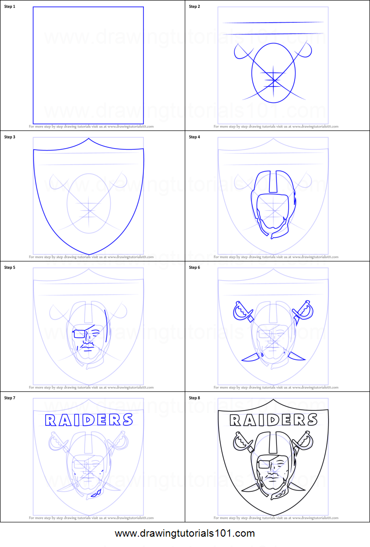 751x1111 How To Draw Oakland Raiders Logo Printable Step - Raiders Logo Drawing