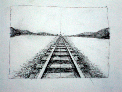 400x300 railroad tracks pencil drawing - Railroad Perspective Drawing