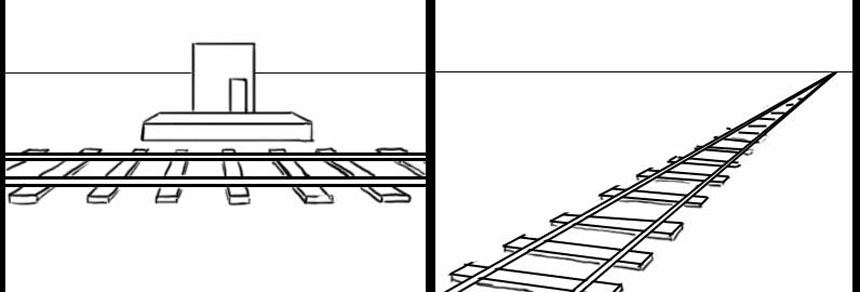 perspective train sketch