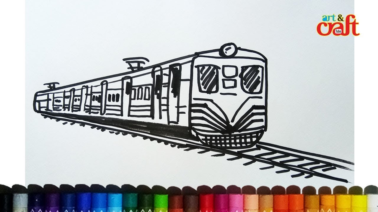 1280x720 how to draw mumbai local train step - Railway Drawing