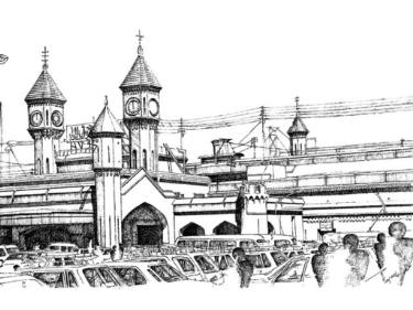 375x281 Railway Station, Lahore, Pakistan Drawing - Railway Drawing