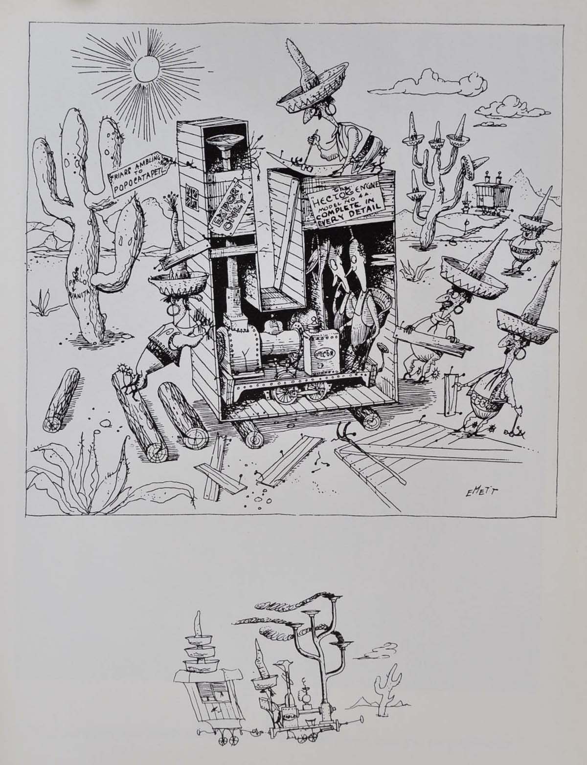 1200x1565 The Early Morning Milk Train The Cream Of Emett Railway Drawings - Railway Drawing