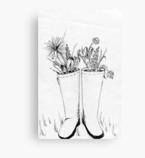 210x230 flowers and rain boots metal print - Rain Boots Drawing