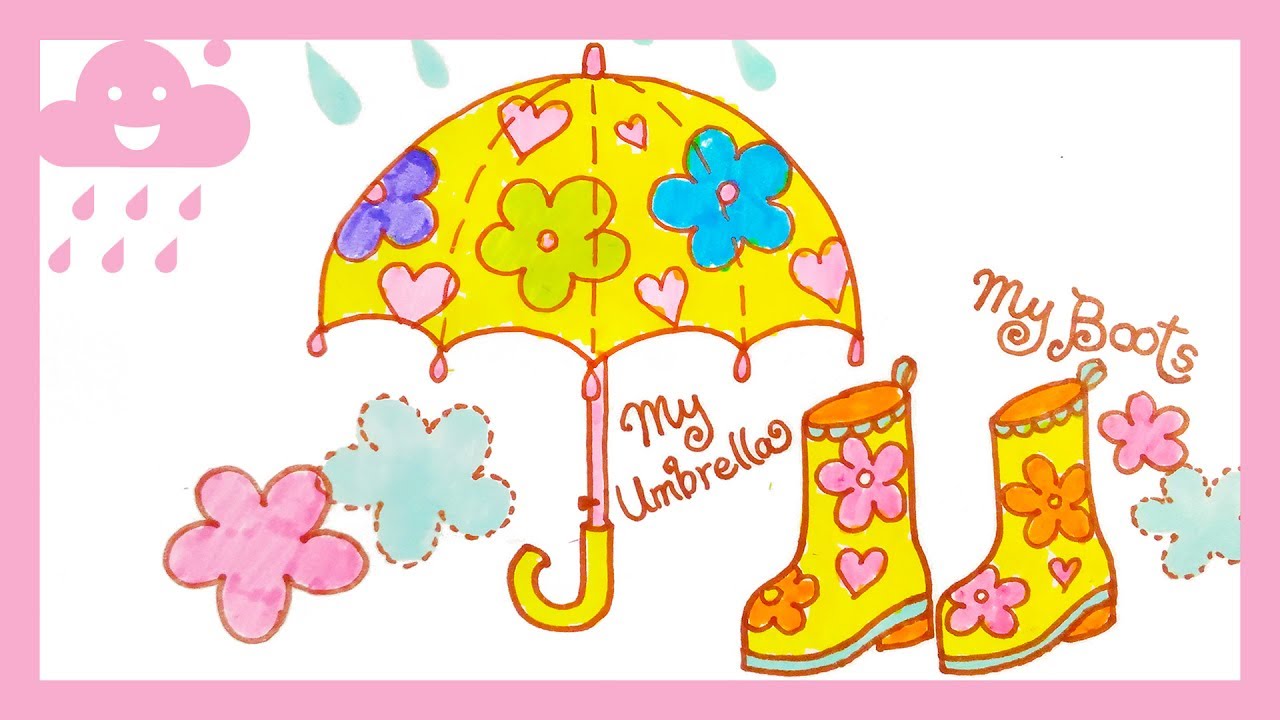 1280x720 how to draw umbrella rain boots art colors for kids easy - Rain Boots Drawing