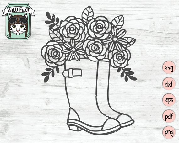 570x456 rain boots rain boots with flowers etsy - Rain Boots Drawing