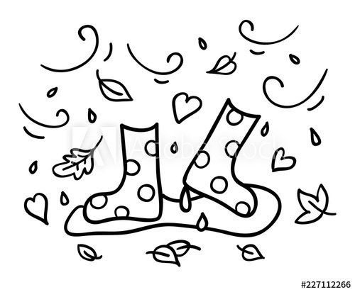 500x412 autumn rubber boots black outline doodle sketch drawing wind - Rain Boots Drawing