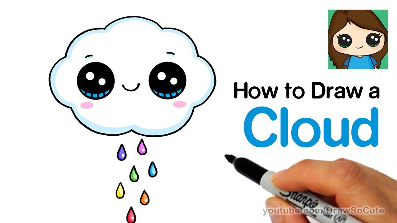 1280x720 how to draw a rain cloud cute and easy - Rain Cloud Drawing