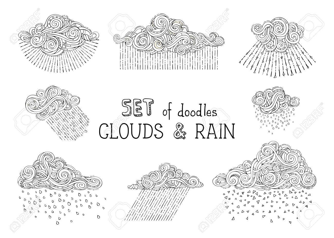 1300x928 cloud clipart black and white awesome sketch rain clouds isolated - Rain Cloud Drawing