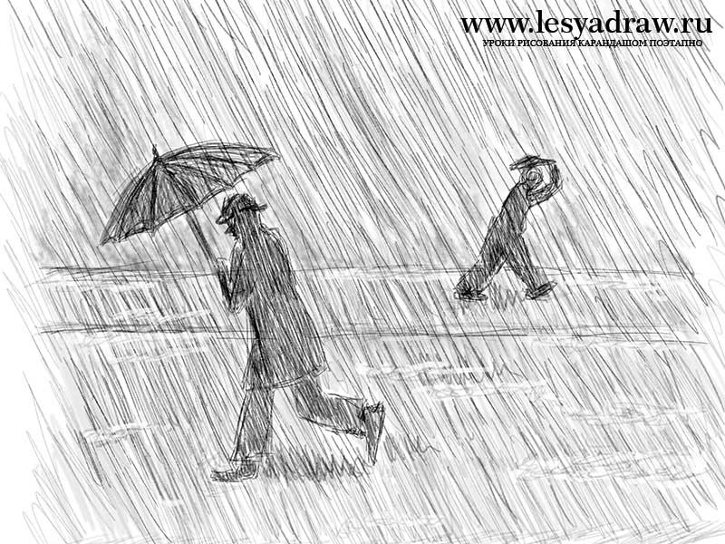 800x600 how to draw a rain with a pencil step - Rain Drawing