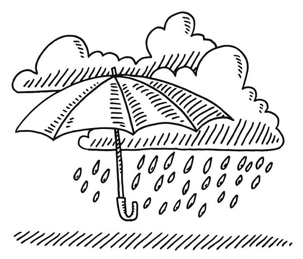 600x514 weather symbol umbrella cloud rain drawing art print - Rain Drawing