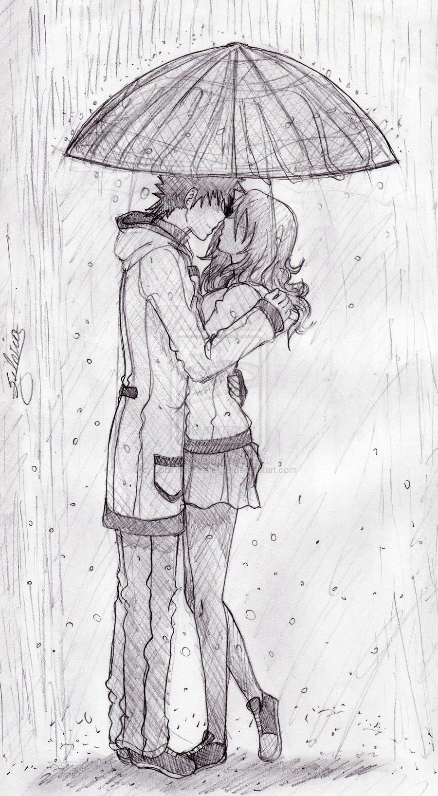 900x1635 kiss in the rain drawing kisses drawing rain, drawings - Rain Drawing