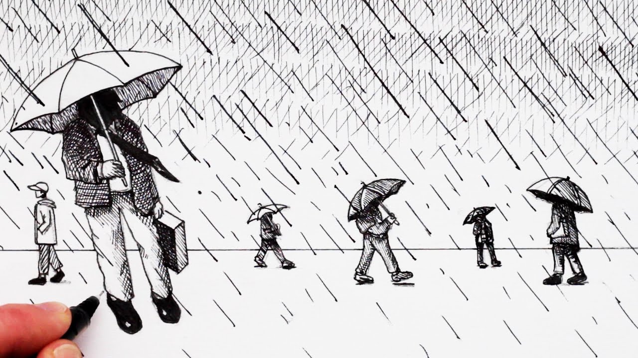 1280x720 how to draw people in perspective in the rain forever rain - Rain Drawing Pictures