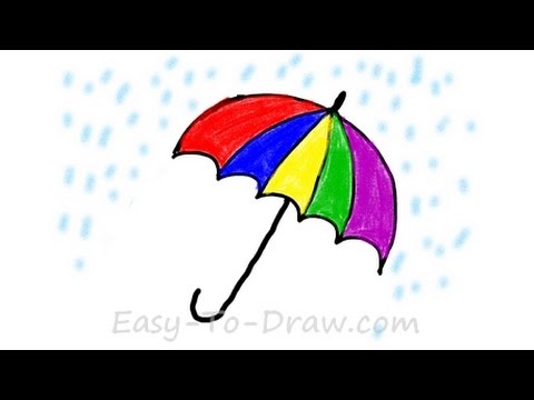 480x360 how to draw a cartoon umbrella in the rain - Rain Umbrella Drawing