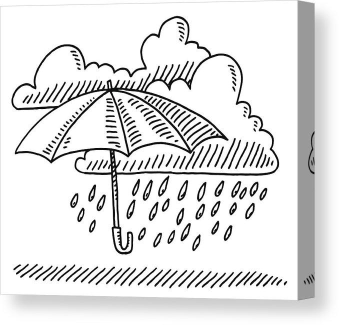 678x650 weather symbol umbrella cloud rain drawing canvas print canvas - Rain Umbrella Drawing