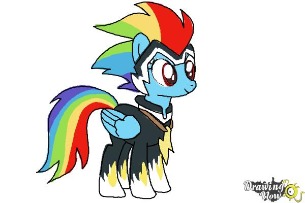 600x400 how to draw rainbow dash, zapp from power ponies - Rainbow Cartoon Drawing