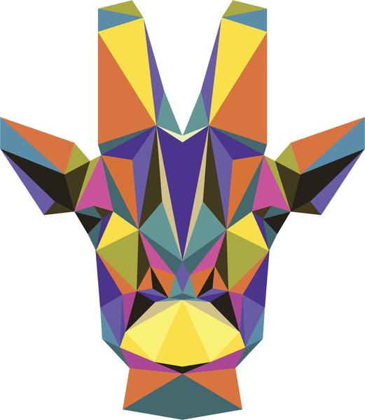 521x600 Pretty Rainbow Contour Drawing Giraffe Head Cartoon Vinyl Decal - Rainbow Cartoon Drawing