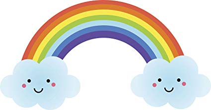 425x222 Happy Rainbow Clouds Cartoon Drawing Emoji Vinyl Decal - Rainbow Cartoon Drawing