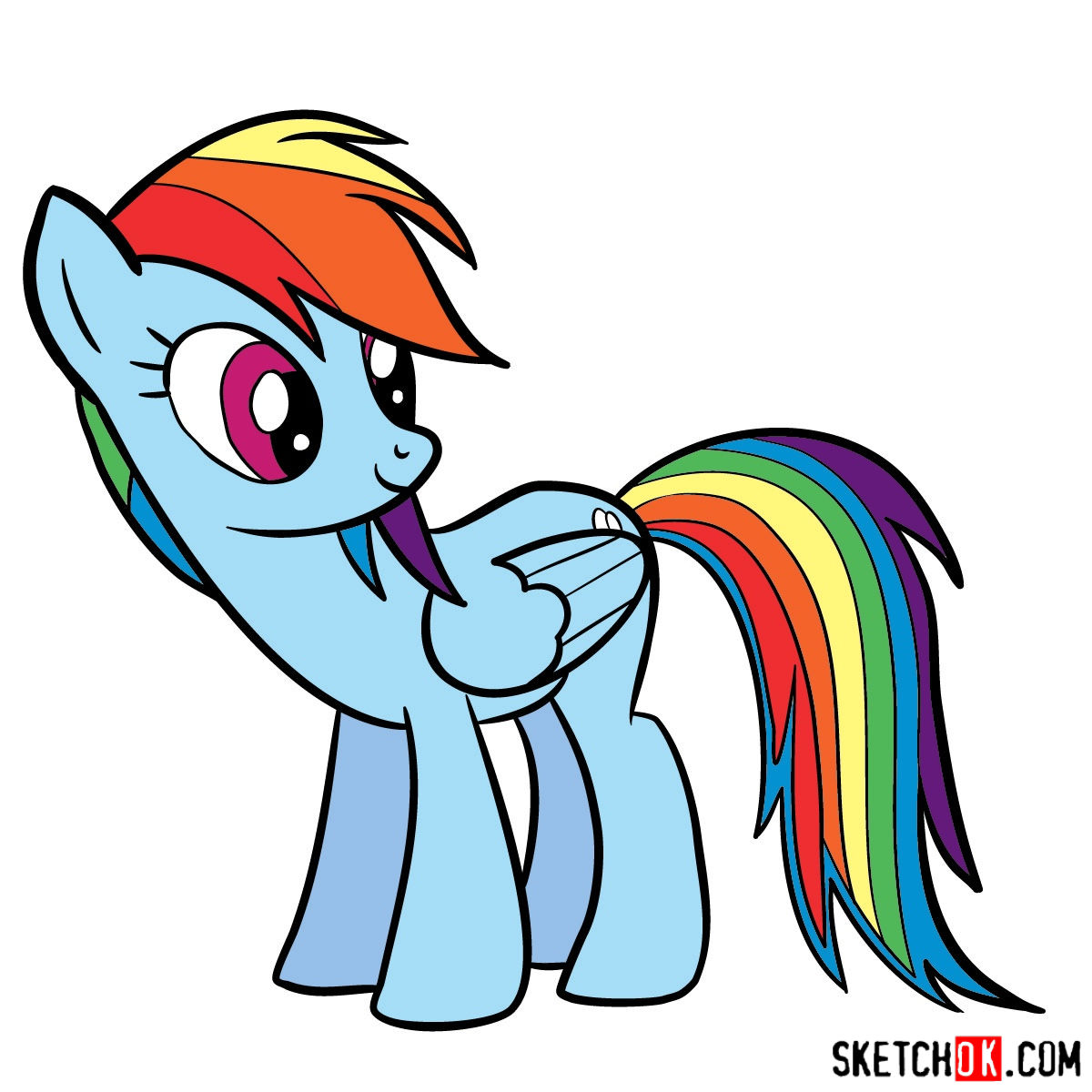 1200x1200 how to draw rainbow dash pony mlp - Rainbow Dash Drawing