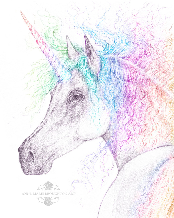 700x875 Inch Print Rainbow Unicorn Art Pencil Colour Drawing Kids - Rainbow Drawing
