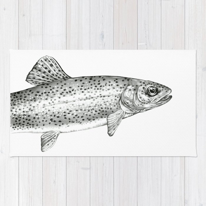 700x700 rainbow trout drawing rug - Rainbow Drawing