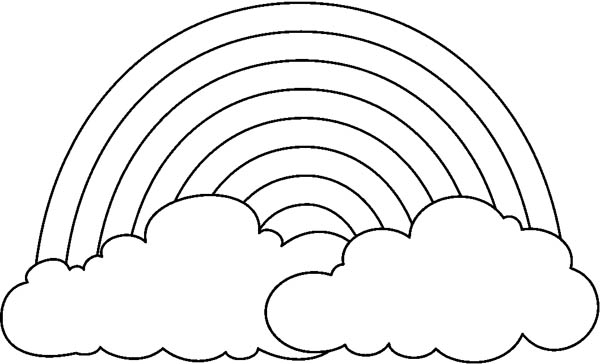 600x364 A Simple Drawing Of Rainbow Behind The Cloud Coloring - Rainbow Drawing