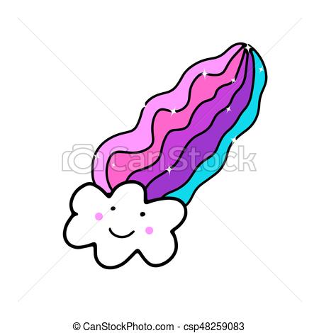 450x470 Cute Clouds And Rainbow Drawing Vector Illustration Design Cute - Rainbow Drawing