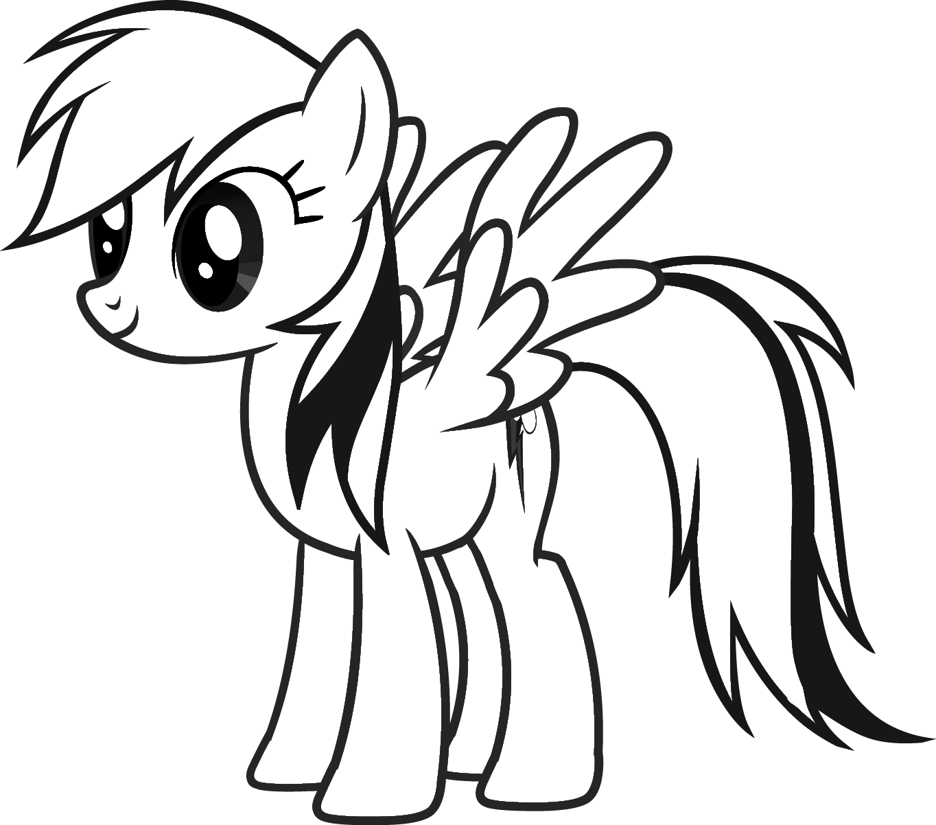 1364x1202 Drawing Ponies Rainbow Dash Transparent Png Clipart Free - Rainbow Drawing Black And White
