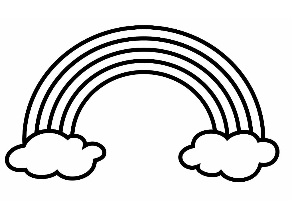 1024x768 Rainbow Pictures To Color Clipart Of Black And White Sheet - Rainbow Drawing Black And White