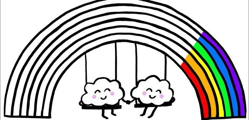 795x385 Rainbow Flower Drawing - Rainbow Drawing For Kids