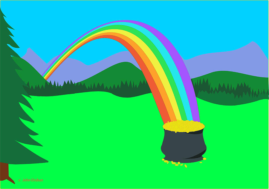 900x634 End Of Rainbow Pot Of Gold Drawing - Rainbow Drawing Pictures