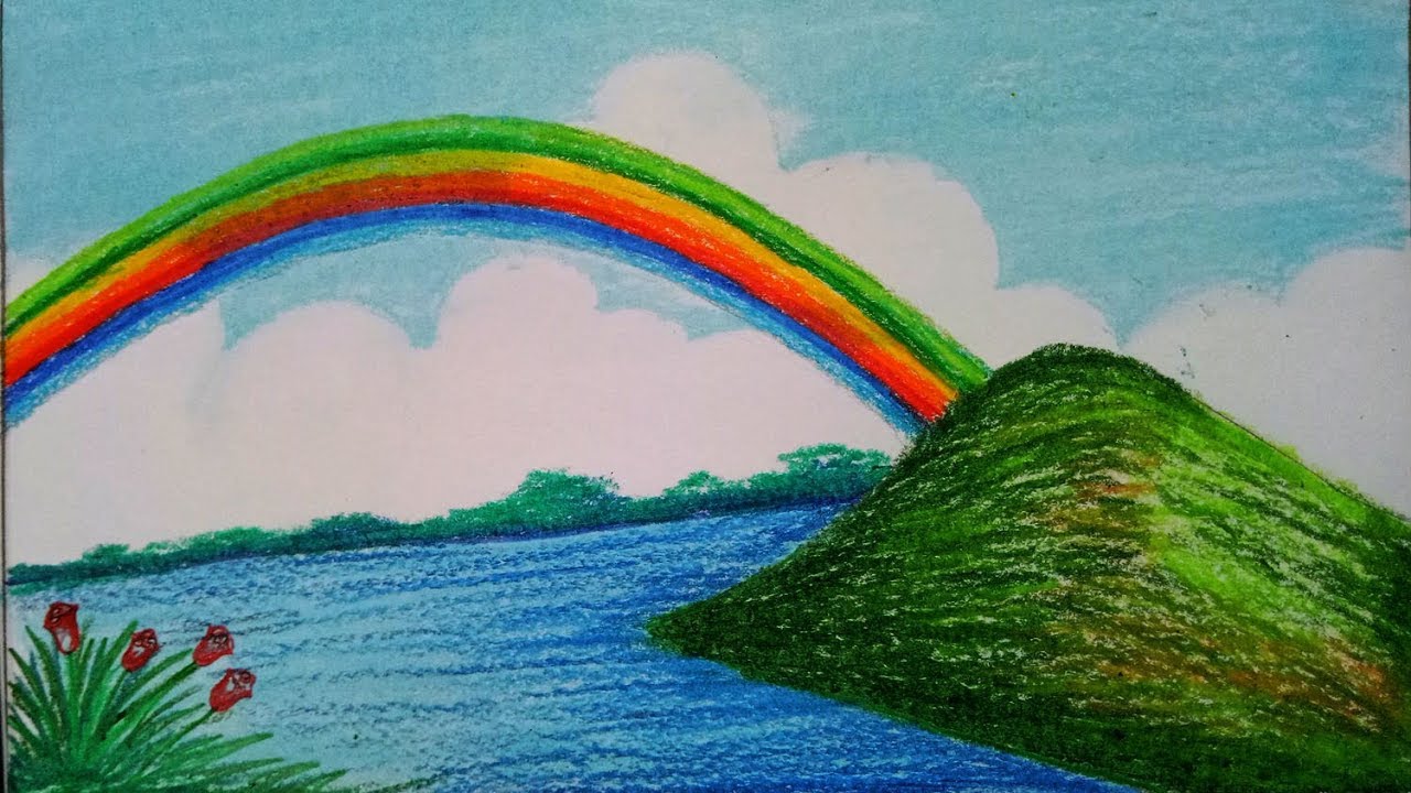 1280x720 How To Draw Beautiful Scenery With Rainbow Step - Rainbow Drawing Pictures