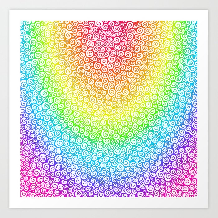 700x700 Rainbow Spiral Drawing Art Print - Rainbow Drawing Pictures