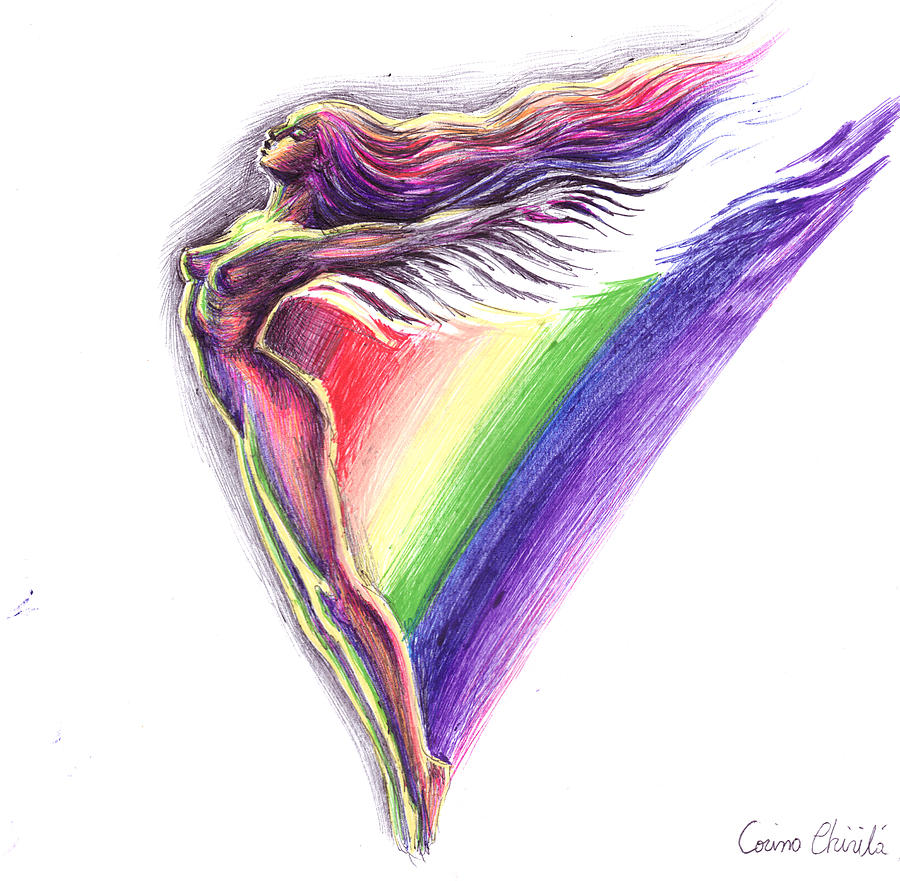 900x881 rainbow angel iris goddess drawing painting - Rainbow Drawing Pictures