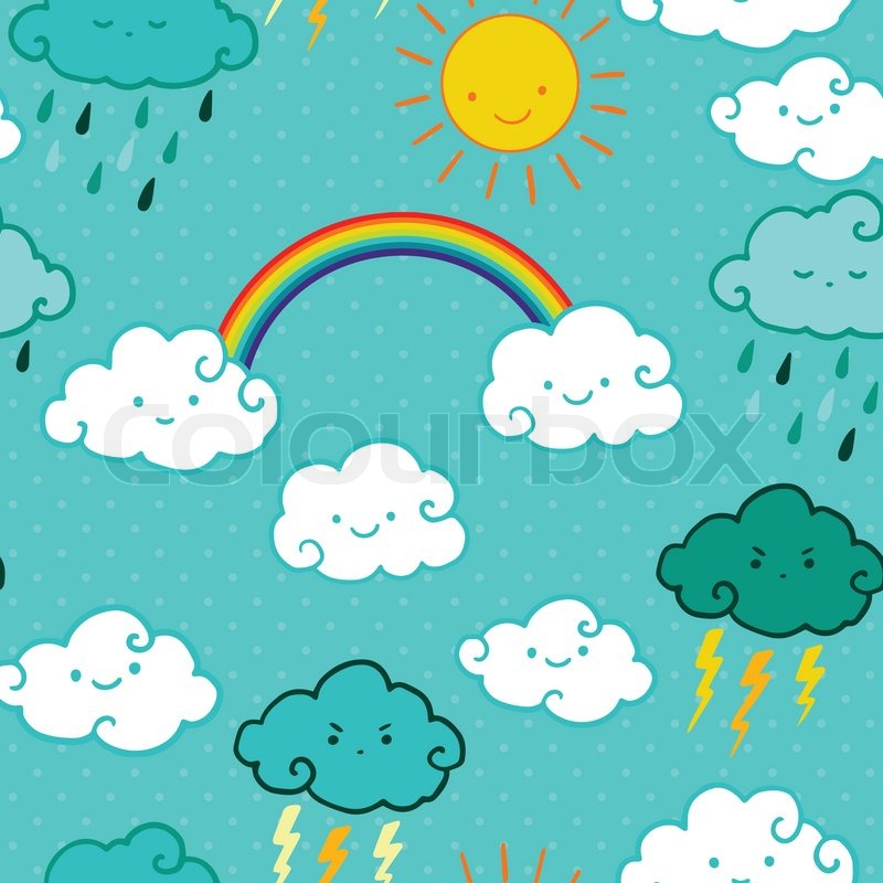 800x800 Child Drawing Style Rainbow And Clouds Stock Vector Colourbox - Rainbow Drawing Pictures