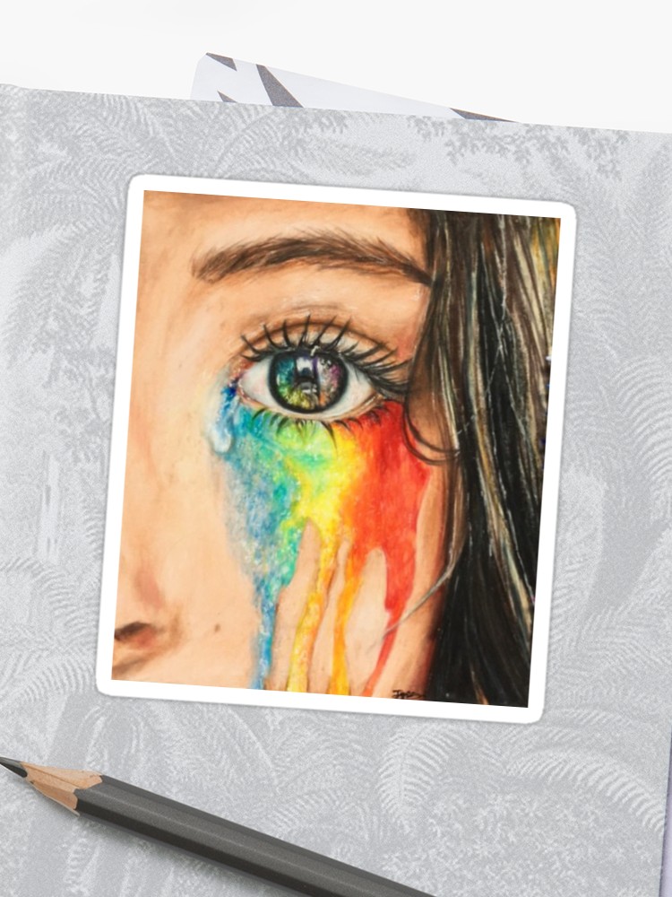 750x1000 Rainbow Eye Drawing Sticker - Rainbow Eye Drawing