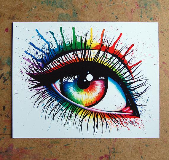 570x540 Signed Art Print Rainbow Eye Painting Pop Art Makeup Etsy - Rainbow Eye Drawing