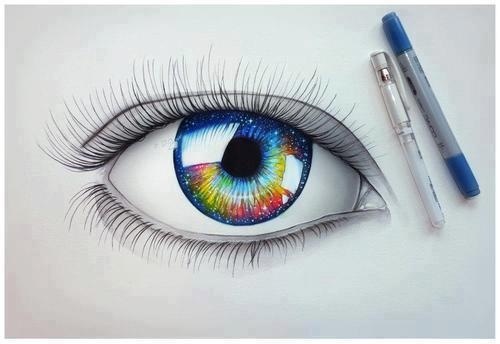 500x344 Colorful Art Like A Rainbow On We Heart It - Rainbow Eye Drawing
