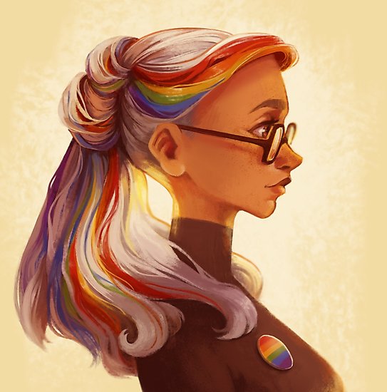 543x550 Girl With Rainbow Hair Photographic Print - Rainbow Hair Drawing