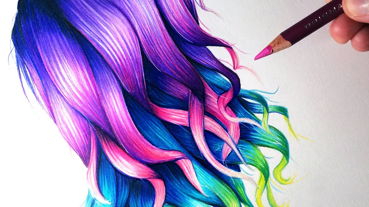 1280x720 How To Draw Rainbow Coloured Hair - Rainbow Hair Drawing