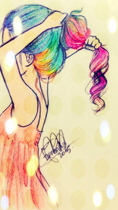 500x888 image about hair in dreams - Rainbow Hair Drawing