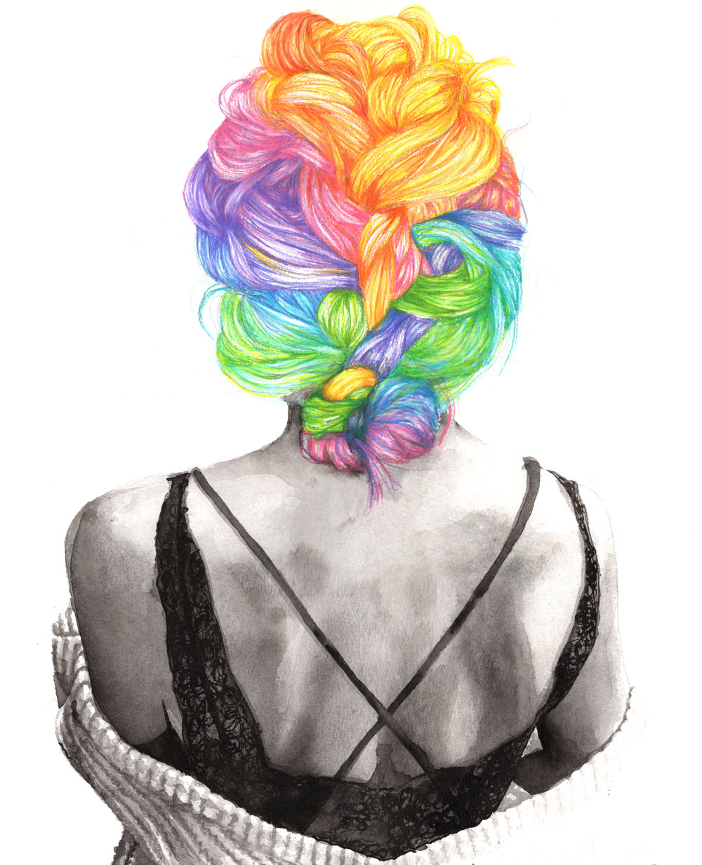 1000x1233 Rainbow Hair - Rainbow Hair Drawing