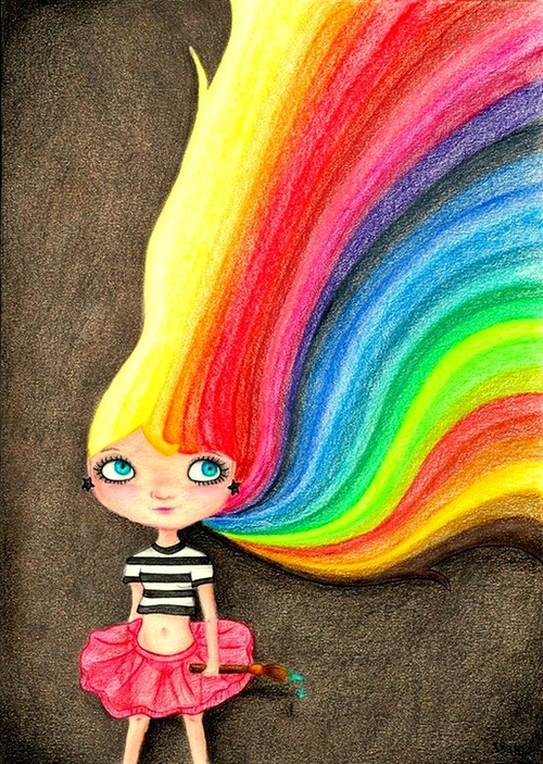 500x703 Rainbow Hair Art Pictures, Drawing, Painting, Things!!! - Rainbow Hair Drawing