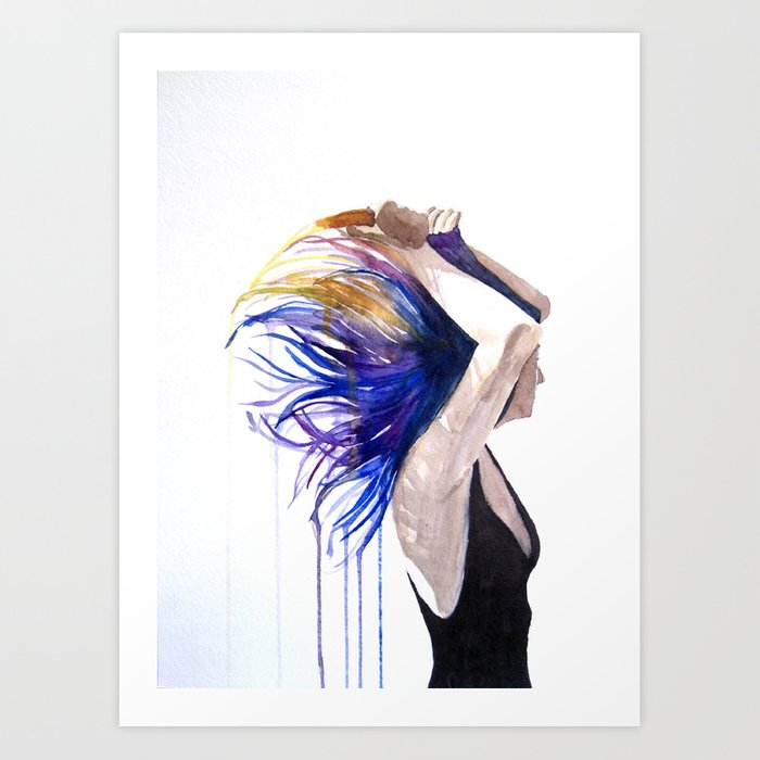 700x700 Rainbow Hair Art Print - Rainbow Hair Drawing